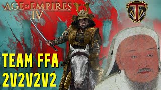 GOLDEN SHOGUN amp GOLDEN HORDE  2v2v2v2 Team FFA Match  Age of Empires 4 Multiplayer [upl. by Nylemaj]