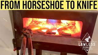 Making a Knife from a Horse Shoe  Lawless Forge Seattle [upl. by Latrena]