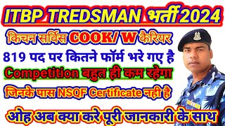 ITBP ट्रेडमैन भर्ती 2024  ITBP किचन सर्विस COOKW कैरियर 819 पोस्ट  NSQF Certificate nhi kya kare [upl. by Anelram]