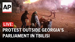 LIVE Protests in Tbilisi Georgia over decision to suspend negotiations on joining EU [upl. by Francklyn404]