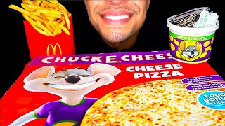 ASMR CHUCK E CHEESE PIZZA MUKBANG  EATING MCDONALDS FRIES  TALKING JERRY BIG BITES [upl. by Jedthus769]