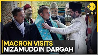 French President Macron enjoys Qawwali at Nizamuddin Dargah Delhi  WION [upl. by Malas445]