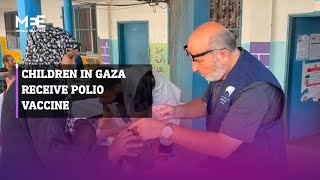 Children in Gaza receive polio vaccine [upl. by Einahpets44]