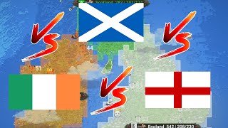 ¿Quién ganaría en una GUERRA entre INGLATERRA ESCOCIA E IRLANDA  WorldBox en Español [upl. by Isayg628]