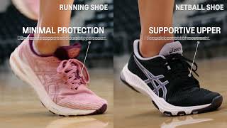 Netball Shoe vs Running Shoe  ASICS [upl. by Alper485]