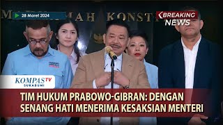 Tim Hukum PrabowoGibran Dengan Senang Hati Menerima Kesaksian Menteri [upl. by Aridatha634]