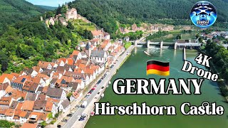 🇩🇪 GERMANYHirschhorn CastleNeckar RiverBavariaDrone4K גרמניהמצודת הירשהורן נהר הנקאררחפן [upl. by Eirahcaz643]