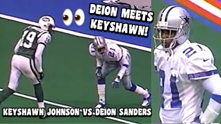 When Deion Sanders MET Keyshawn Johnson 🔥 WR Vs CB Jets Vs Cowboys 1999 highlights [upl. by Aloeda]