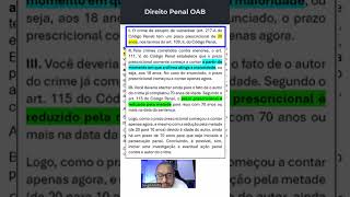 Questão 62 Direito Penal Exame 41 shorts [upl. by Hammad]