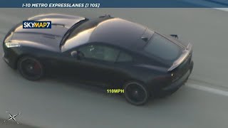 CHASE Wild highspeed chase of stolen Jaguar through LA freeways [upl. by Geof229]