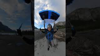 Landing BASE jump parachute in strong winds [upl. by Icyak]