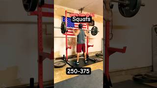 Beltless Squats 250  375 lbs Progression lift [upl. by Glynnis]