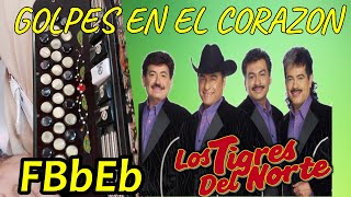 GOLPES EN EL CORAZON TIGRES DEL NORTE ACORDEON TUTORIAL FA [upl. by Enitselec504]