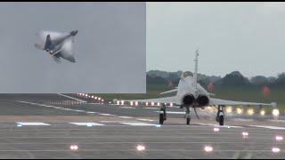 Hold your breath guys F22 Raptor vs Typhoon Eurofighter takeoff and some flying display highlights [upl. by Ahsilrak]