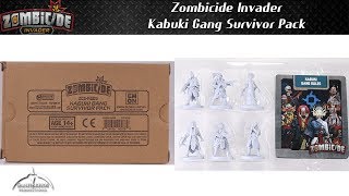 Zombicide Invader Kickstarter Exclusive Kabuki Gang Survivor Pack Unboxing [upl. by Naujal]