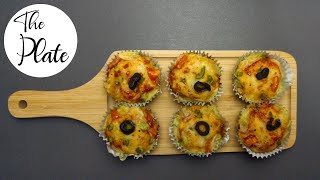 Pizza Muffins  Eggless savoury Muffins  The Plate [upl. by Hadeis784]