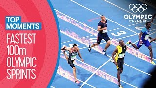 Top Fastest Mens 100m in Olympic History  Top Moments [upl. by Yelrah]