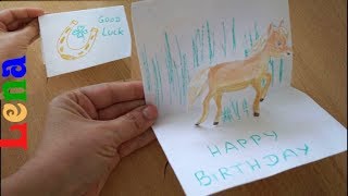 Pferd zeichnen  Geburtstagskarte basteln  how to draw a horse  How to make birthday card [upl. by Wren571]