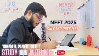 🔴LIVE STUDY 📚 WITH ME WITH CALM 🎶  NEET ASPIRANT  182 Days Left [upl. by Erdua675]