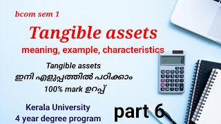 Tangible assets meaning example characteristics Malayalam Kerala University 4 year degree [upl. by Namhcan]