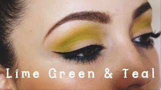 Urban Decay Electric Palette Tutorial Lime Green amp Teal [upl. by Bernhard]