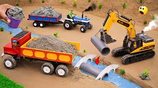 diy mini truck an excavator making home pipe bridge science project sanocreator [upl. by Llemij372]