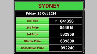 Sydney Live draw result 25102024  Live Draw SDY [upl. by Hofstetter]