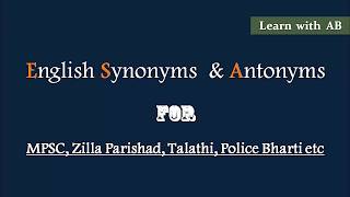 English Synonyms amp Antonyms In Marathi MPSC Learn with AB ZP [upl. by Droffig]