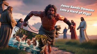 The Miracle of the Demoniac Jesus Sends Demons into a Herd of Pigs  Animated Bible Story [upl. by Iadrahs]