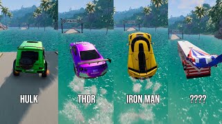 Super Heros Cars Vs Broken Bridge 15 😱 BeamNGDrive  The Real Granny [upl. by Truscott]