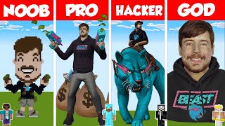 Minecraft MRBEAST STATUE HOUSE BUILD CHALLENGE  NOOB vs PRO vs HACKER vs GOD  Animation [upl. by Anaela]