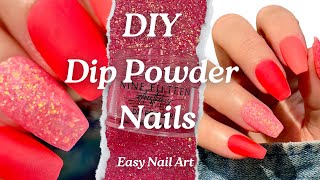 Simple Dip Powder Nails  Easy Nail Art  DIY Nails At Home  First Impression  Nail Tutorial [upl. by Mchail]