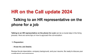 HR on the Call how to answer post and before the what to do [upl. by Follmer]