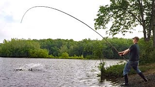 Fishing for BIG fish with 30 bamboo pole  pole fishing for carp [upl. by Papageno]