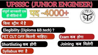 UPSSSC JE NEW VACANCY 2024UPSSSC JE Syllabus Eligibility Exam PatternPet cut off safe score [upl. by Wende]