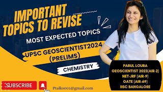 Geoscientist2024PrelimsMost expected topicsChemistryUPSCGeochemistImportant topics [upl. by Chenay679]