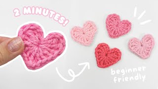 easy crochet heart ♡ how to crochet a heart for absolute beginners  cute mini heart tutorial [upl. by Ert692]