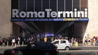 Rome Italy View from Via Giolitti of the entrance to the Roma Termini railway station [upl. by Alleroif]