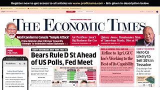 5 November 2024  The Economic Times Newspaper  Profitnama  Daily Finance amp Business News Analysis [upl. by Andie619]