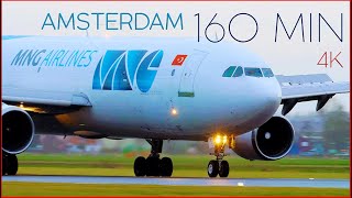 160Minute Amsterdam Airport Plane Spotting Spectacular AMS Aviation  4K [upl. by Ydnem]