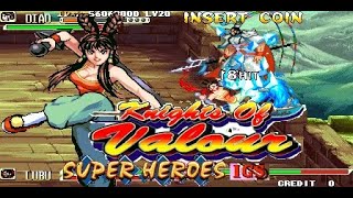 Knights of Valour PGM playthrough IGS 4players arcade game Not MAME [upl. by Akehsyt]