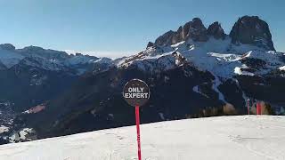 Skiing in Belvedere ski area Canazei Dolomites Val di Fassa [upl. by Nautna]