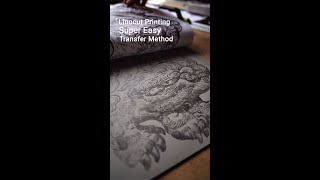 Linocut printing  Super easy transfer method [upl. by Fe]