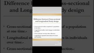 Difference between CrossSectional and Longitudinal Study [upl. by Salohcim]