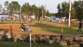 Wild lawn mower racing with spinouts and loose hoodsRichmond CornerNBJuly 32023 [upl. by Ynaitirb]