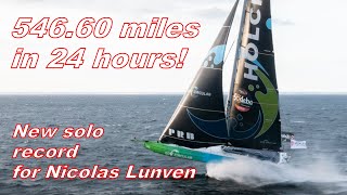 Nicolas Lunven breaks record for longest solo distance sailed in 24 hours during the Vendée Globe [upl. by Idell]