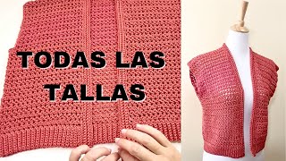 Así de fácil es TEJER UN CHALECO A CROCHET en todas las tallas [upl. by Airdnaz]