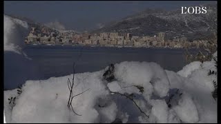 Froid en Corse  les images insolites dAjaccio sous la neige [upl. by Loy]