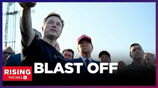 Trump Elon COZY UP At 6th SPACEX Launch RIVALS Musk And Jeff Bezos Find COMMON Ground [upl. by Assirrac]