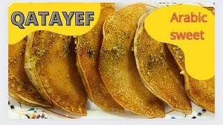 Arabic sweet Qatayef Arabic sweet recipeQatayef with cream Ramadan special [upl. by Arst]